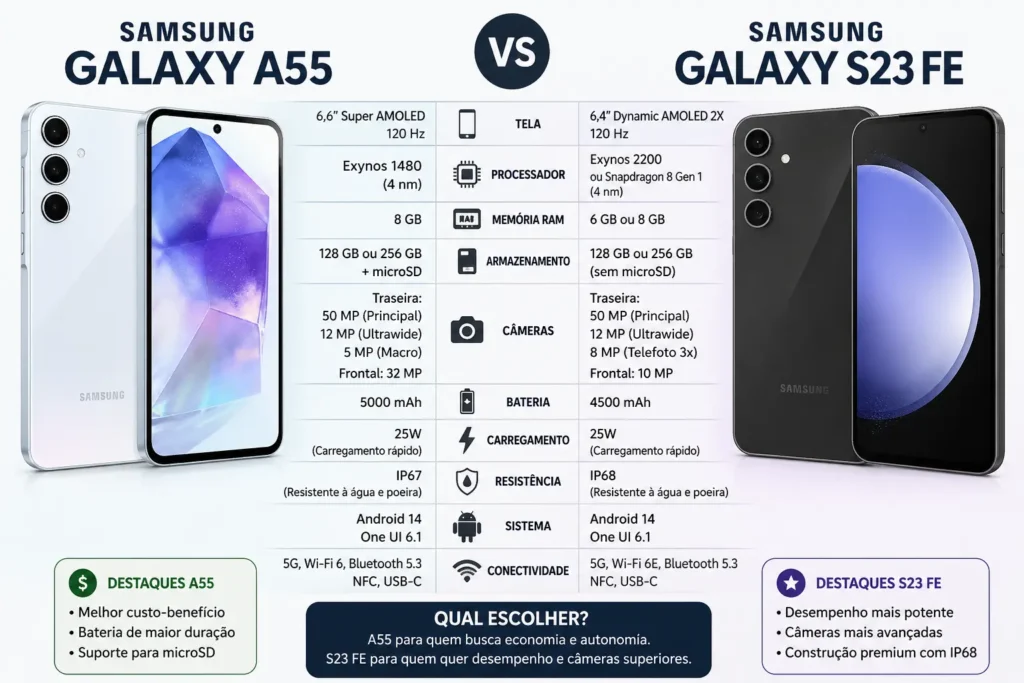 Samsung A55 e S23 FE
