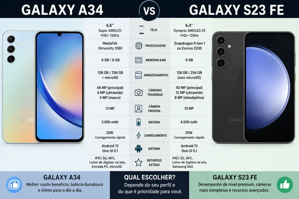 Galaxy A34 e S23 FE
