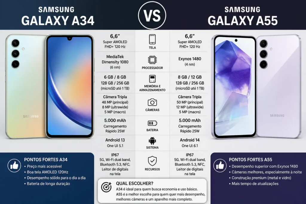 Samsung Galaxy A34 vs A55