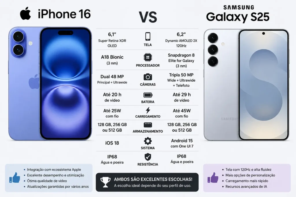 iPhone 16 vs Galaxy S25