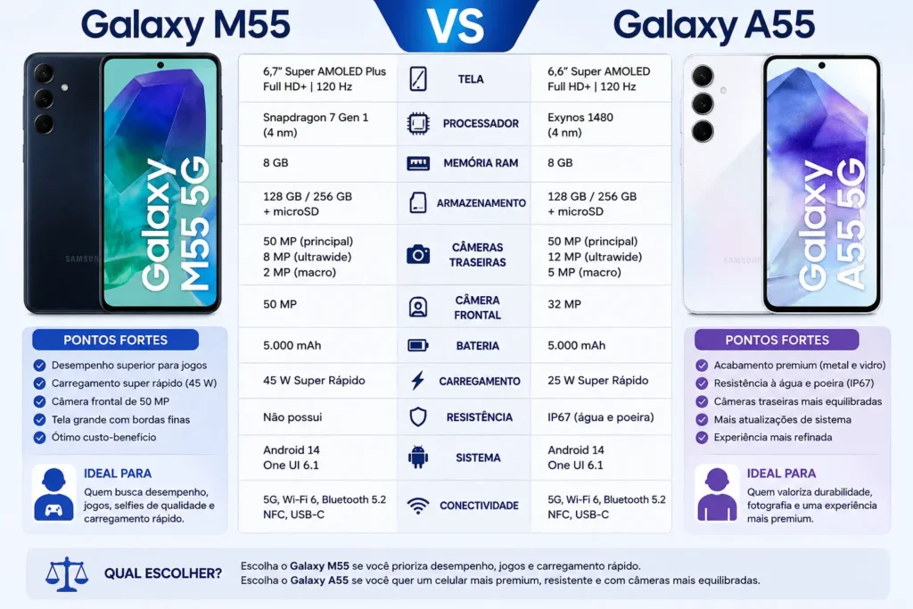 Galaxy M55 vs A55