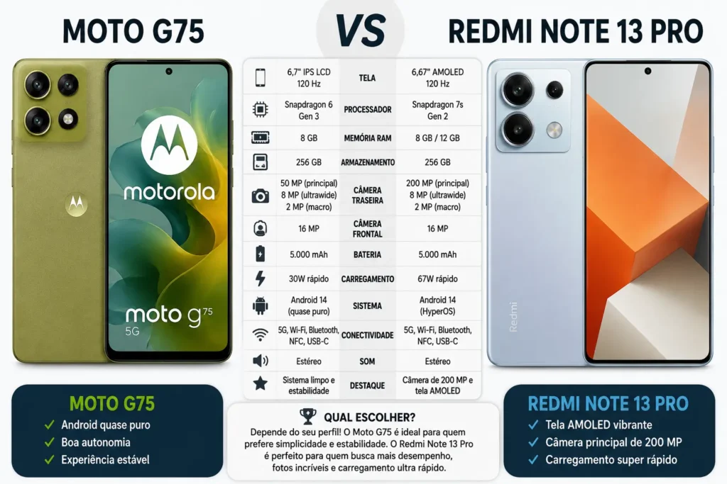 Moto G75 vs Redmi Note 13 Pro